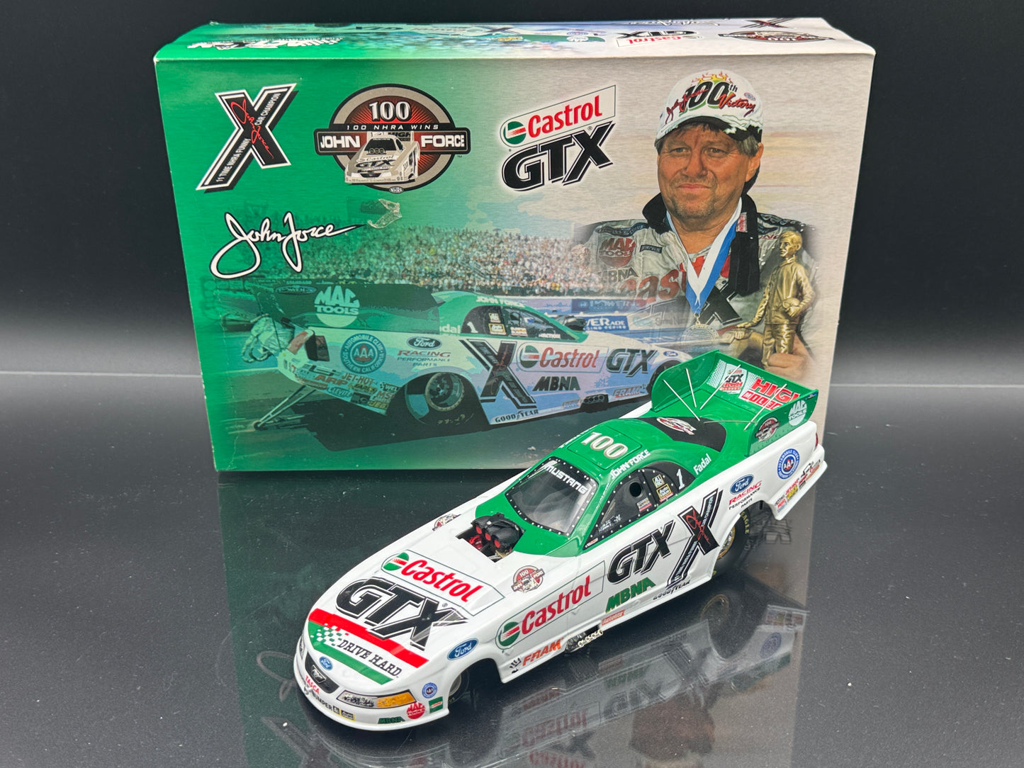 John Force 2002 Mustang Castrol GTX/100th Win