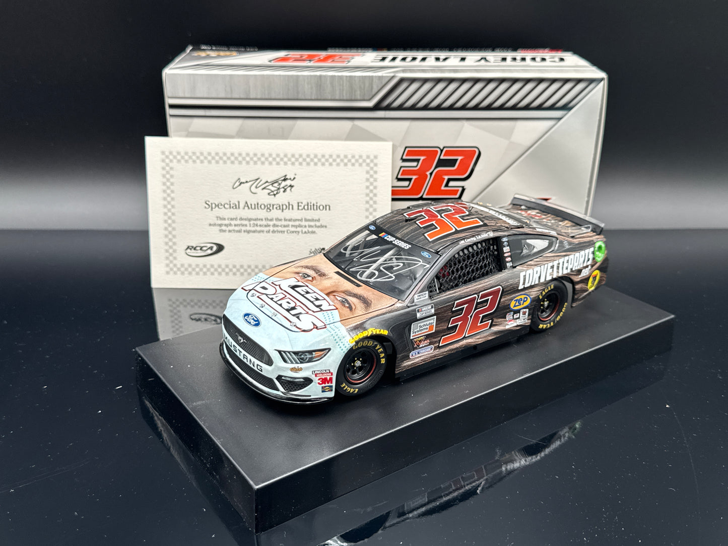 Corey LaJoie #32 Keen Parts Face Mask 2020 Mustang Autographed