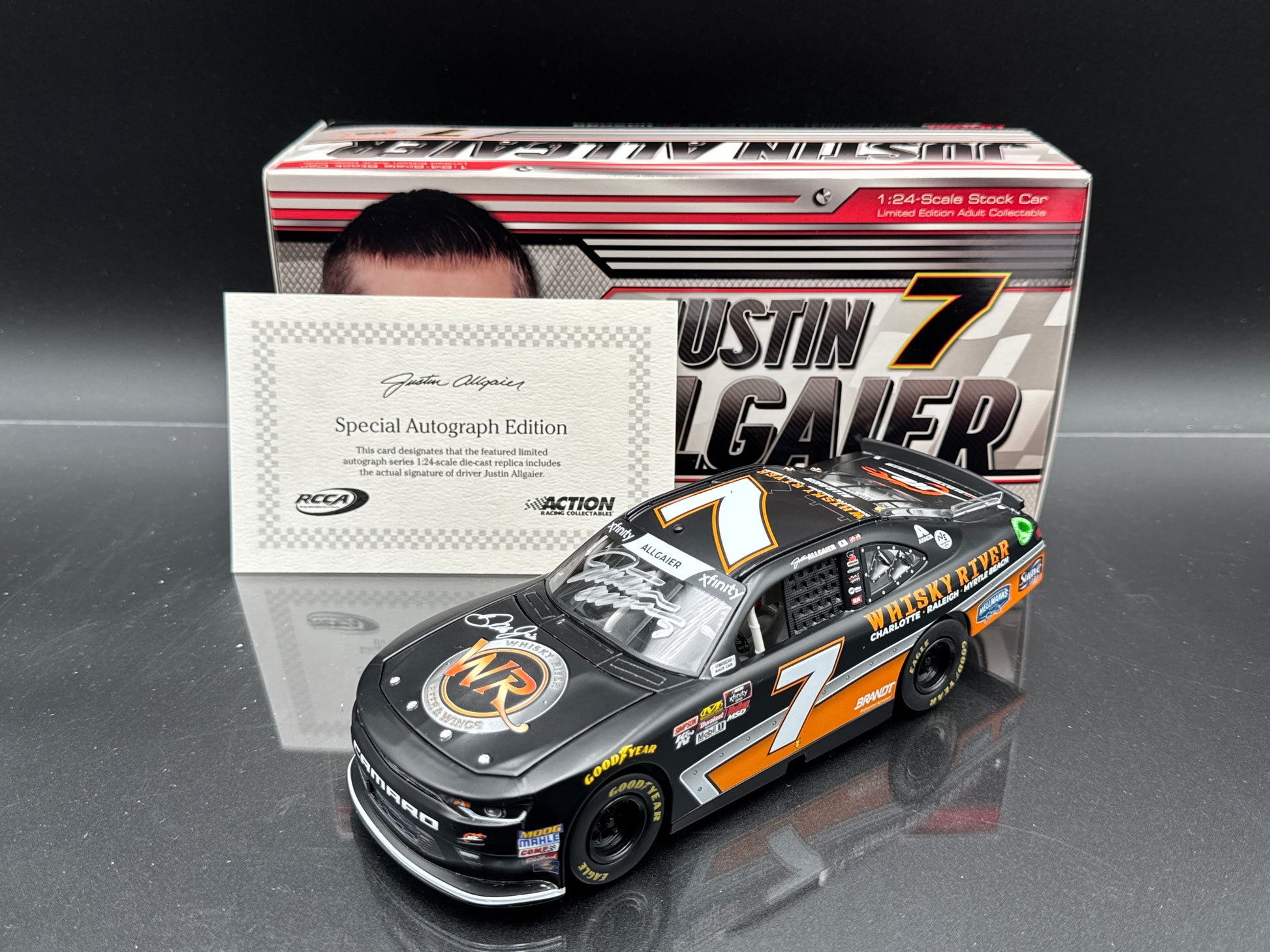 Justin Allgaier #7 Whiskey River Autographed 2018 Camaro