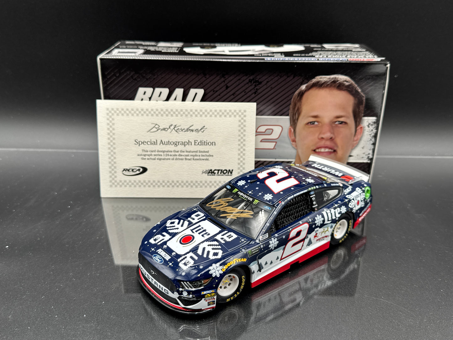 BRAD KESELOWSKI #2 Miller Lite Holiday Sweater 2019 Mustang Autographed
