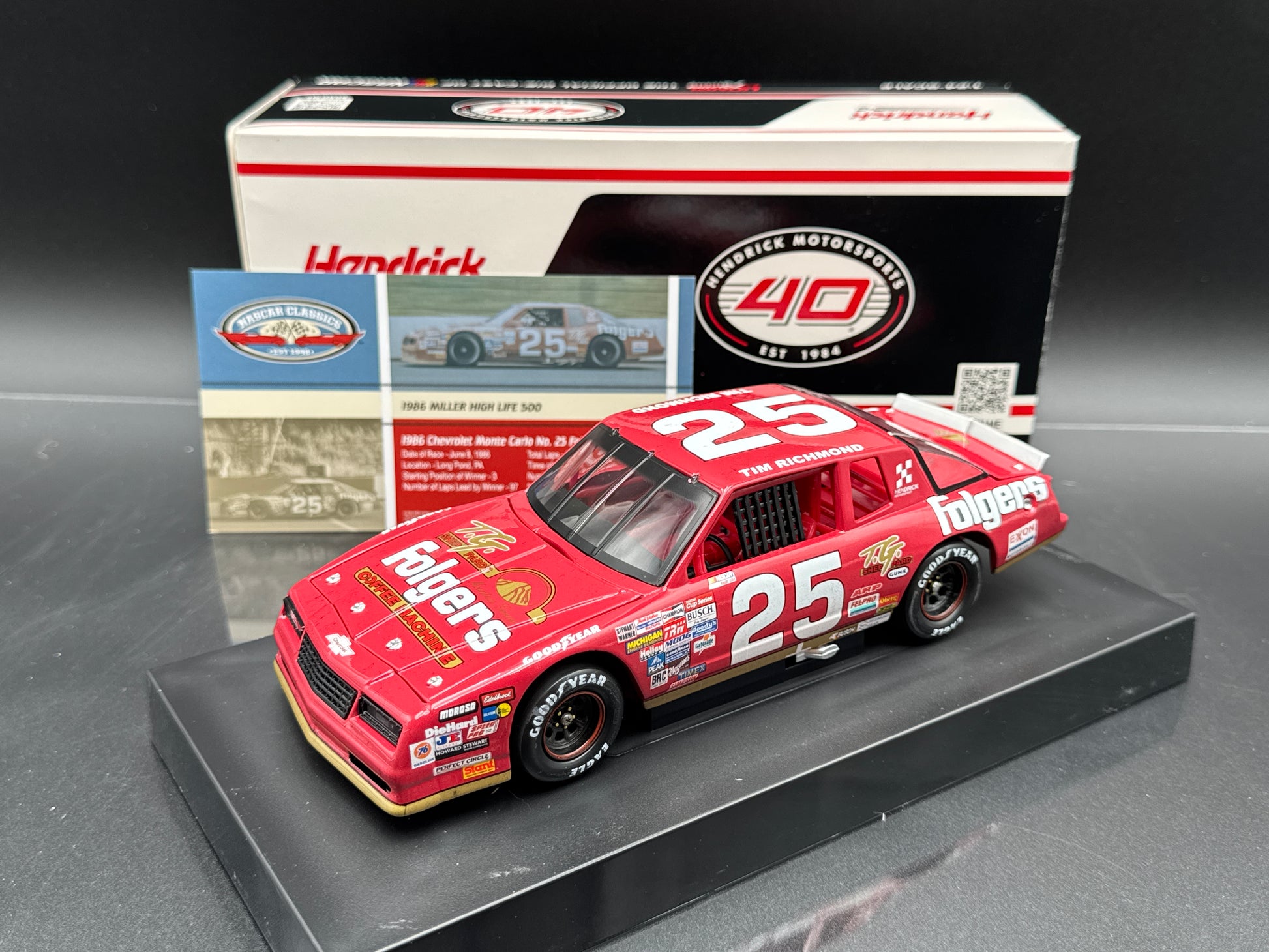TIM RICHMOND #25 Folger's 1986 Spring Pocono Win 1986 Monte Carlo