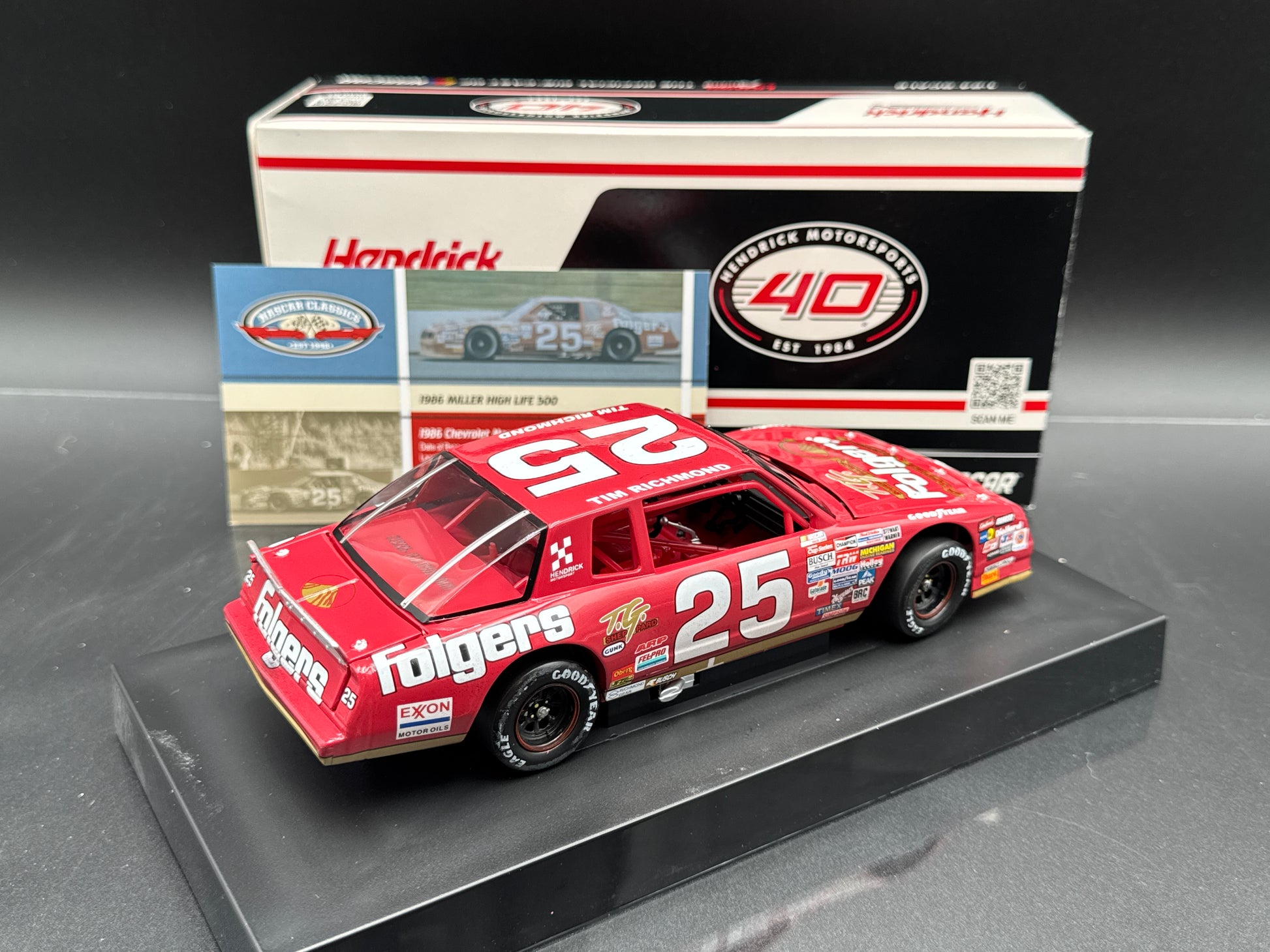 TIM RICHMOND #25 Folger's 1986 Spring Pocono Win 1986 Monte Carlo
