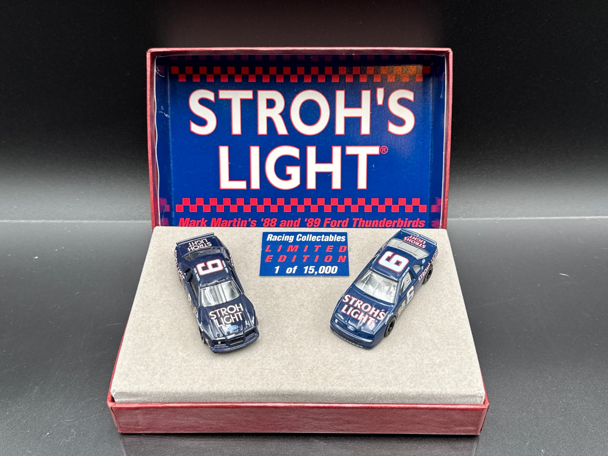 Mark Martin 88 and 89 Ford Thunderbirds Strohs Light