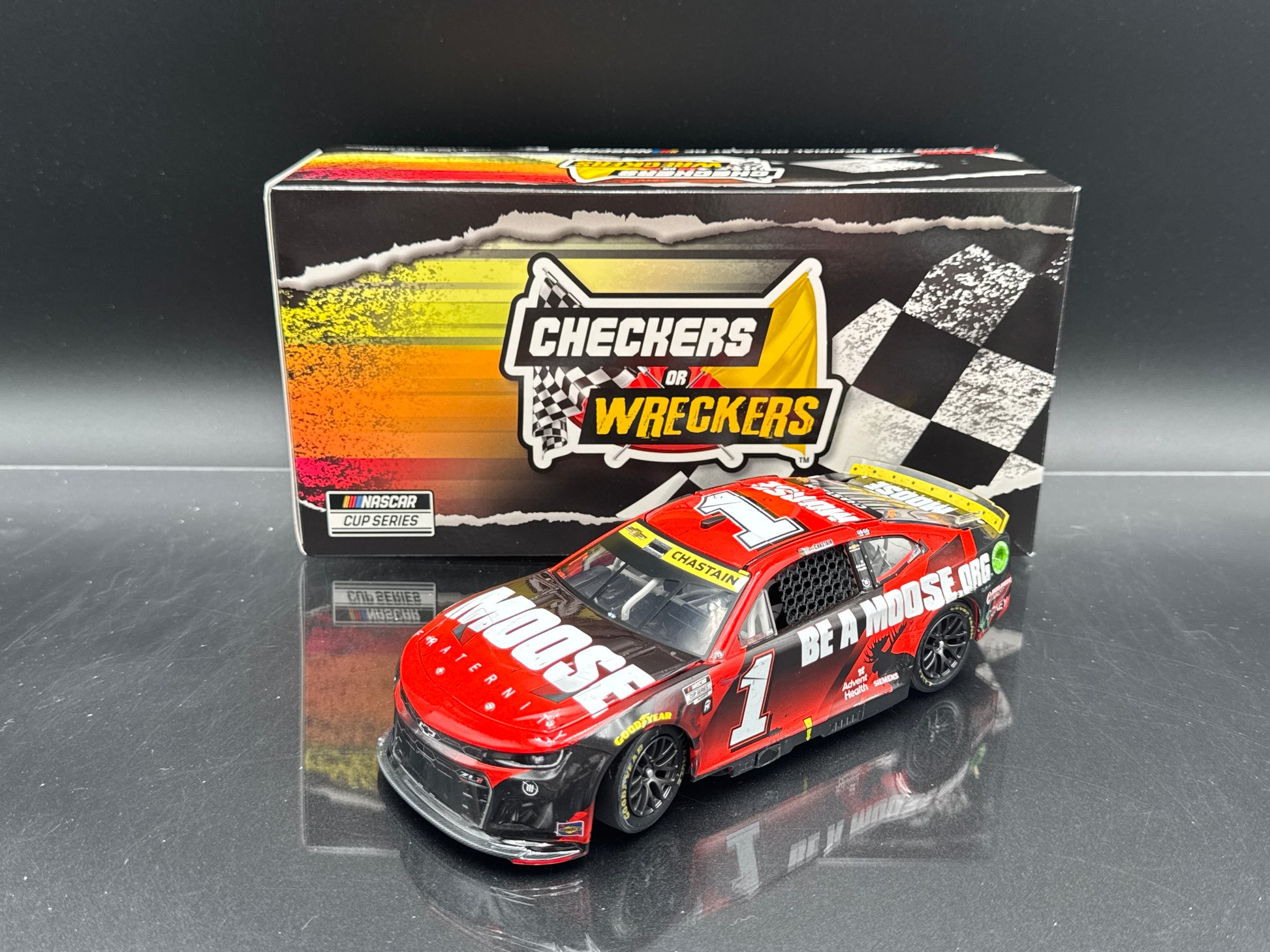 Ross Chastain #1 Moose Fraternity Checkers or Wreckers 2022 Camaro ZL1