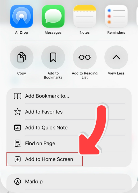 Tap Add to Home Screen